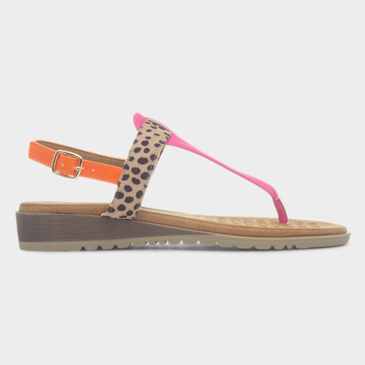 Gina Womens Multi Leopard Toe Post Sandal