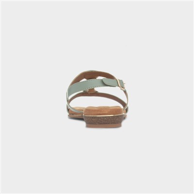 Renoir Womens Sage T-Bar Embellished Sandal