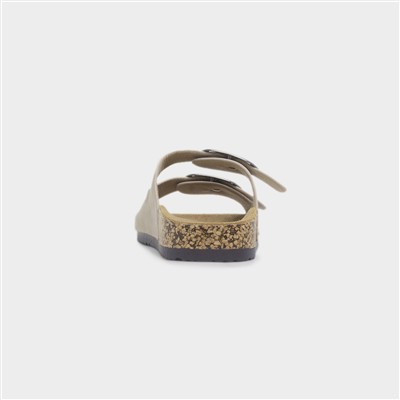 Rondo Womens Beige Double Buckle Mule Sandal