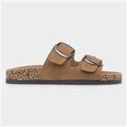 Lunar Rondo Womens Tan Double Buckle Mule Sandal (Click For Details)