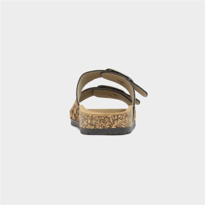 Rondo Womens Tan Double Buckle Mule Sandals