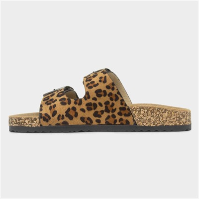 Rondo Womens Tan Double Buckle Mule Sandals