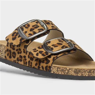 Rondo Womens Tan Double Buckle Mule Sandals