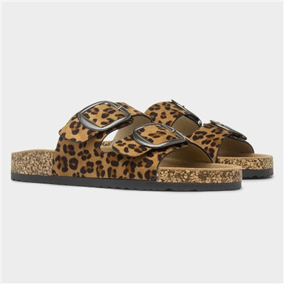 Rondo Womens Tan Double Buckle Mule Sandals