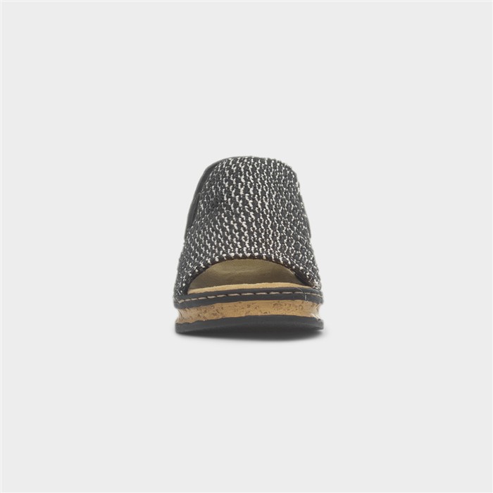 Antistress Womens Woven Black Wedge Sandal