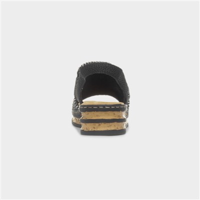 Antistress Womens Woven Black Wedge Sandal