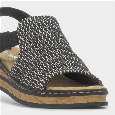Antistress Womens Woven Black Wedge Sandal