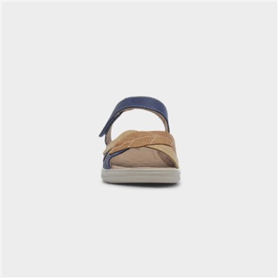 Leaf Womens Navy Strappy Wedge Sandal