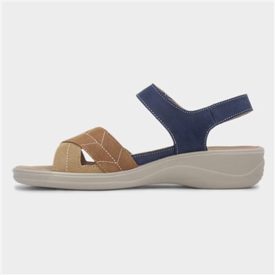 Leaf Womens Navy Strappy Wedge Sandal