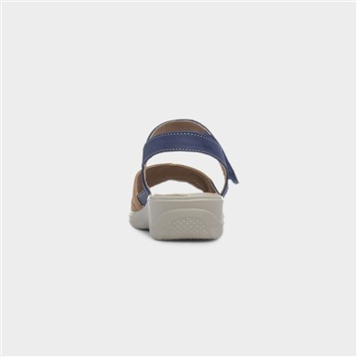 Leaf Womens Navy Strappy Wedge Sandal