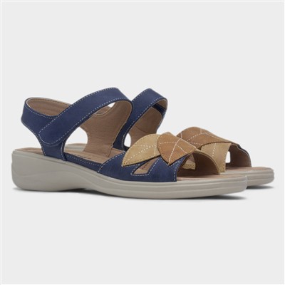 Leaf Womens Navy Strappy Wedge Sandal