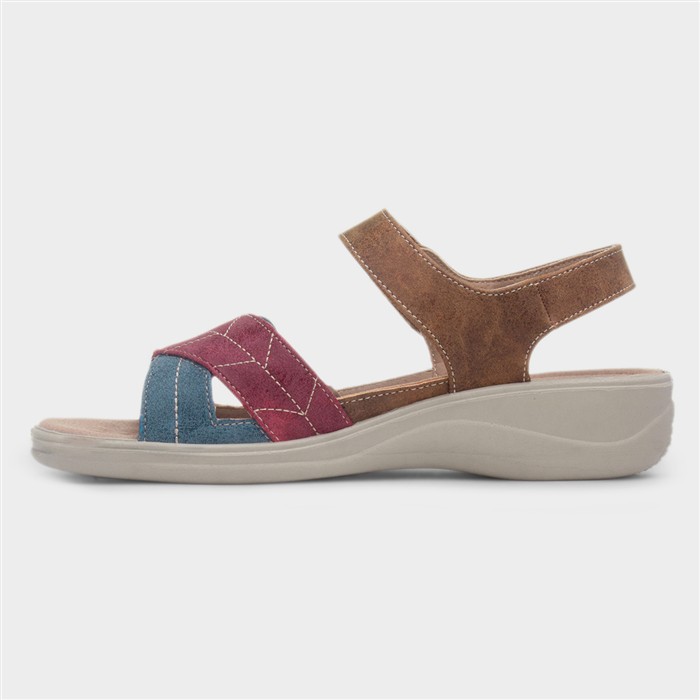 Leaf Womens Tan Strappy Wedge Sandal