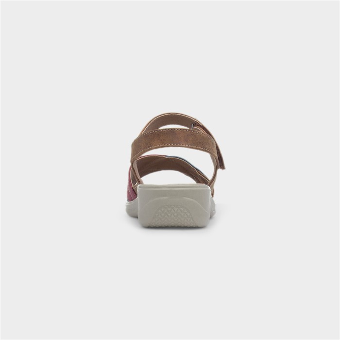 Leaf Womens Tan Strappy Wedge Sandal