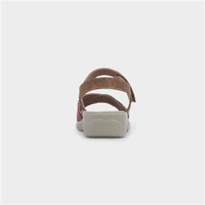 Leaf Womens Tan Strappy Wedge Sandal