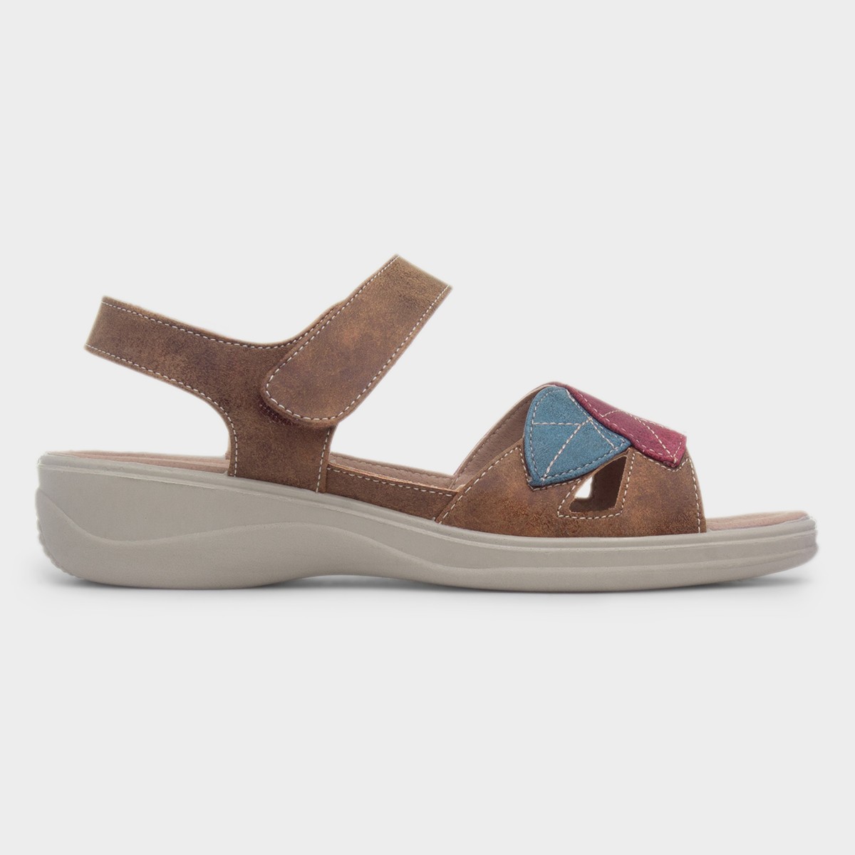 Leaf Womens Tan Strappy Wedge Sandal