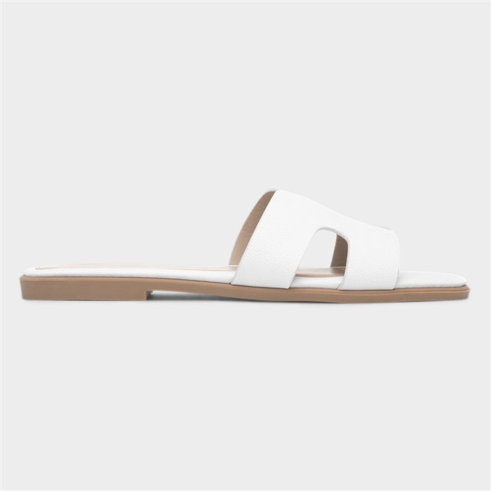 Fifi Womens White Mule Sandal