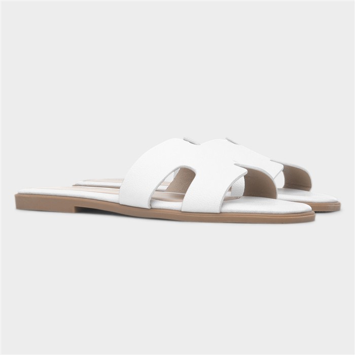 Fifi Womens White Mule Sandal