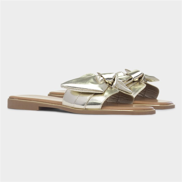 Meygan Womens Gold Bow Sandal