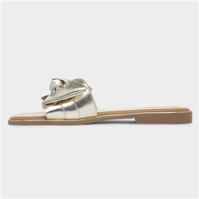 Meygan Womens Gold Bow Sandal