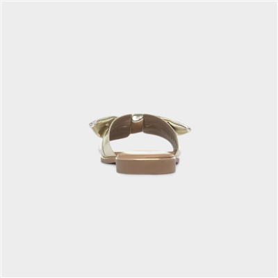 Meygan Womens Gold Bow Sandal