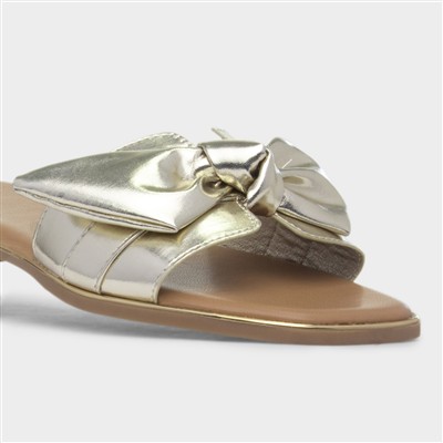 Meygan Womens Gold Bow Sandal