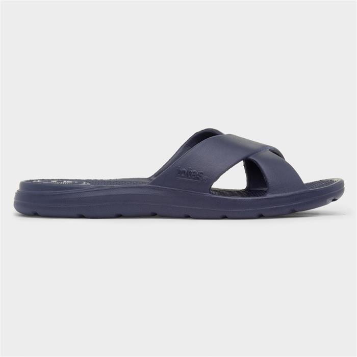 Totes Women's Blue Solbounce Navy Cross Strap Eva Slider Size 5