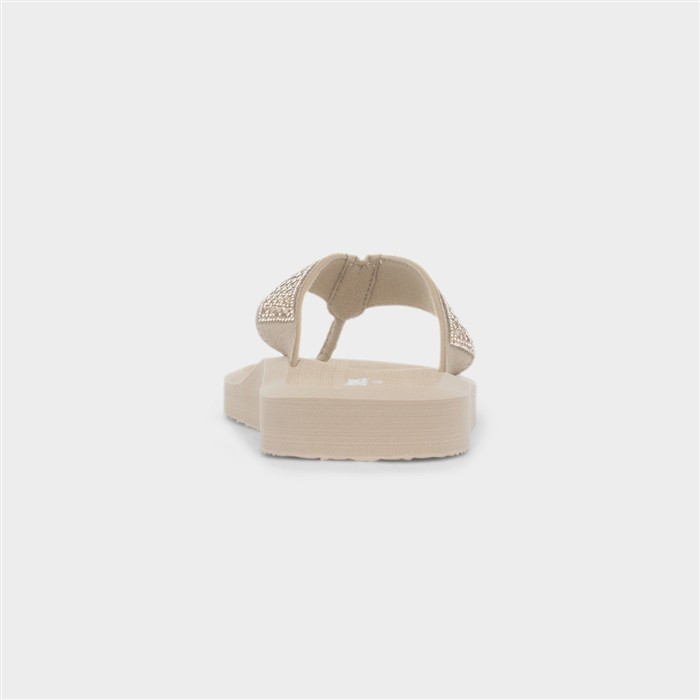 Womens Nude Diamante Toe Post Sandal
