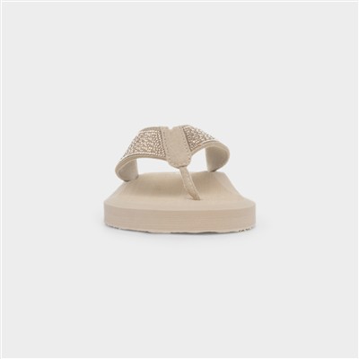 Womens Nude Diamante Toe Post Sandal