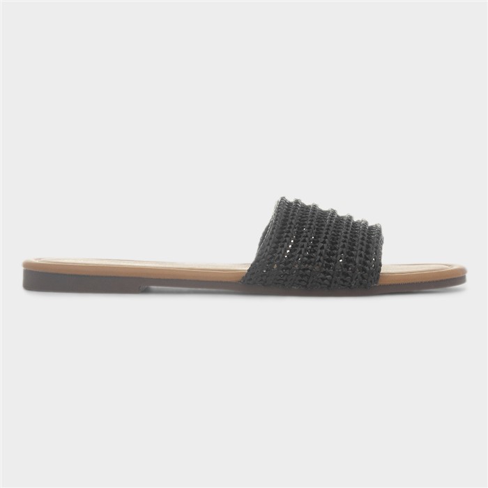 Rosa Womens Black Woven Mule Slip On Sandal