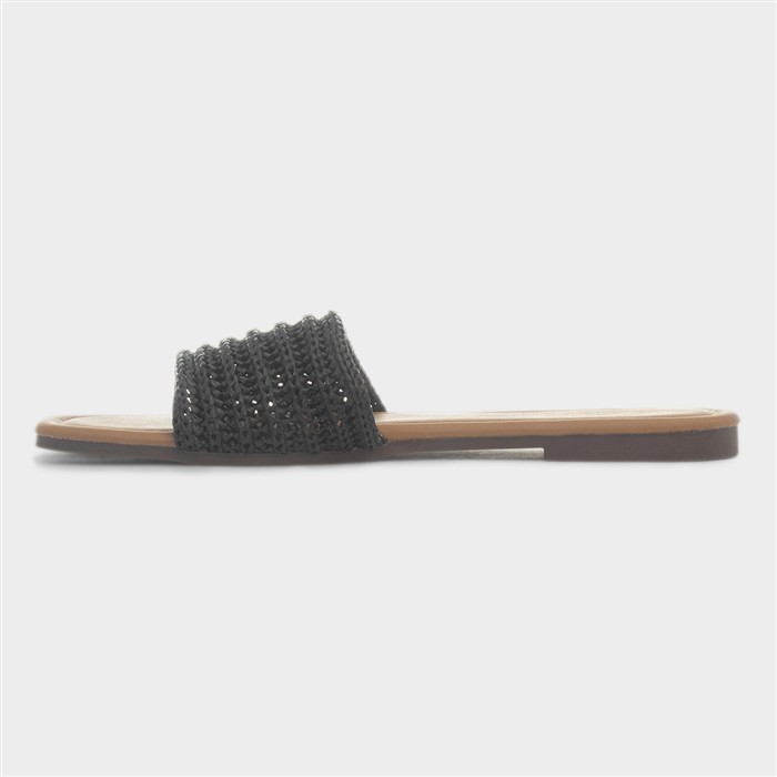 Rosa Womens Black Woven Mule Slip On Sandal