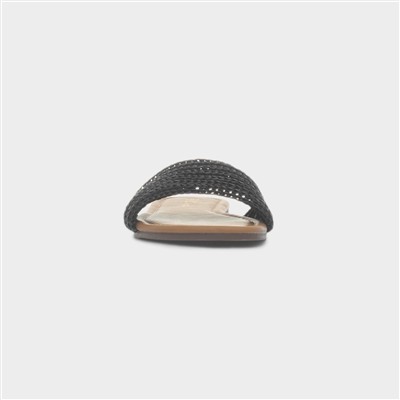 Rosa Womens Black Woven Mule Slip On Sandal