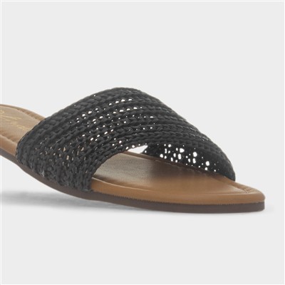 Rosa Womens Black Woven Mule Slip On Sandal