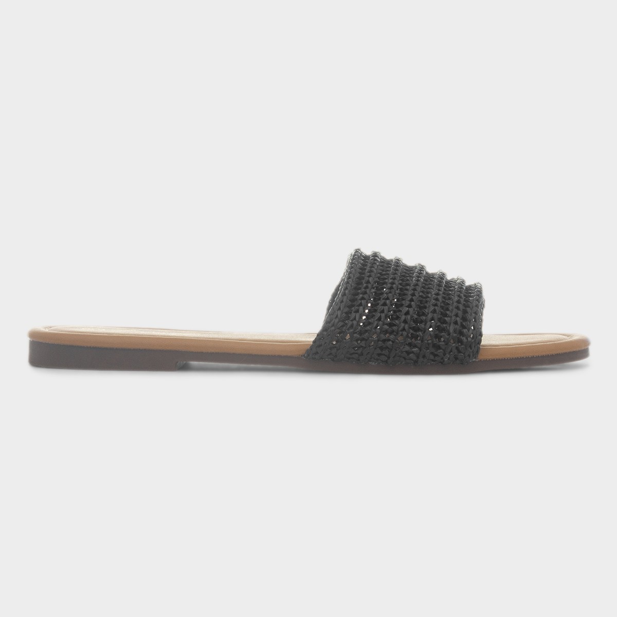 Rosa Womens Black Woven Mule Slip On Sandal