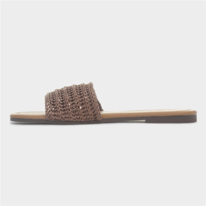 Rosa Womens Beige Woven Mule Slip On Sandal