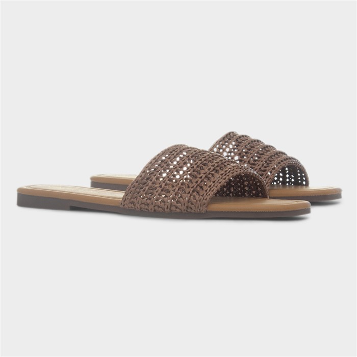 Rosa Womens Beige Woven Mule Slip On Sandal