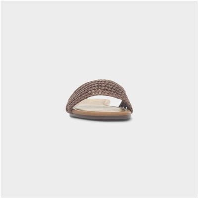 Rosa Womens Beige Woven Mule Slip On Sandal