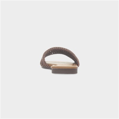 Rosa Womens Beige Woven Mule Slip On Sandal