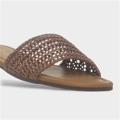 Rosa Womens Beige Woven Mule Slip On Sandal