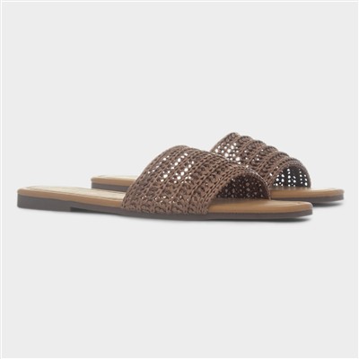 Rosa Womens Beige Woven Mule Slip On Sandal