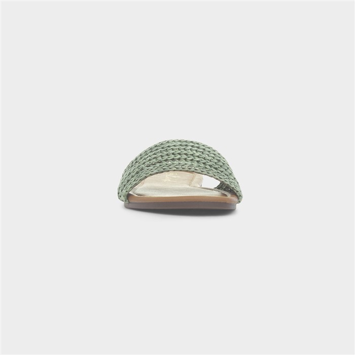 Rosa Womens Green Woven Mule Slip On Sandal