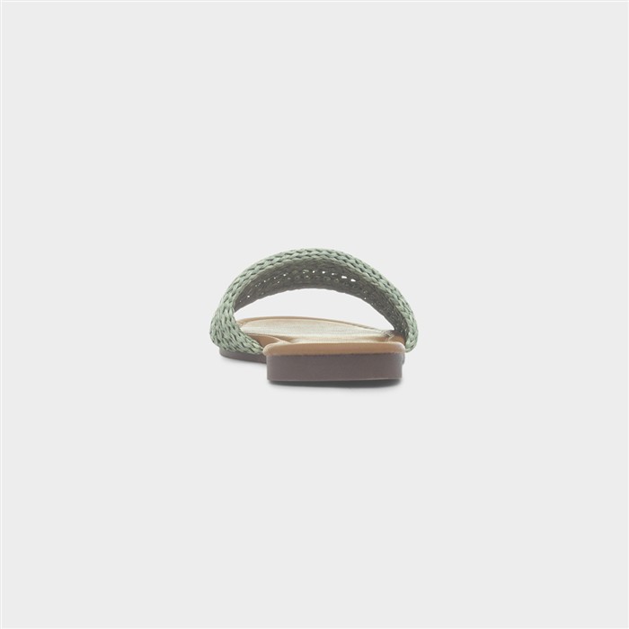 Rosa Womens Green Woven Mule Slip On Sandal