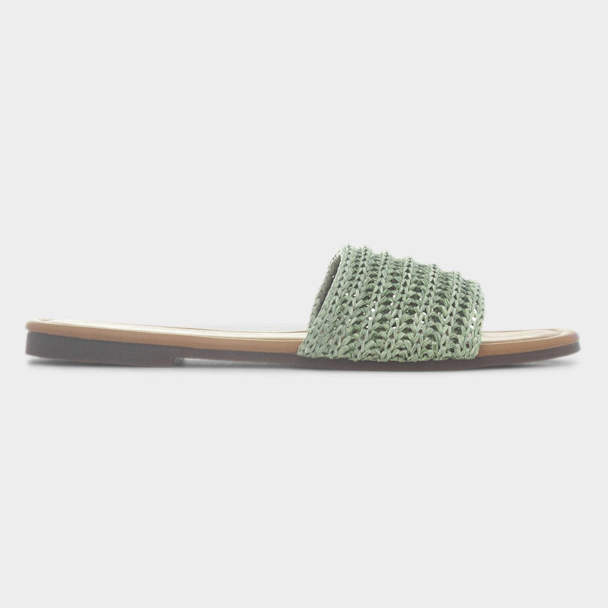 Rosa Womens Green Woven Mule Slip On Sandal