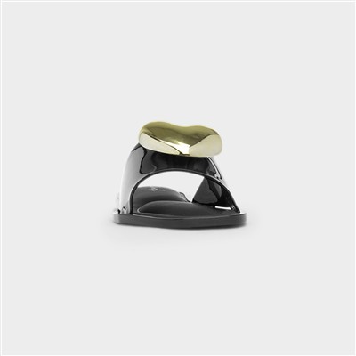 Bree Womens Black Heart Mule Sandal