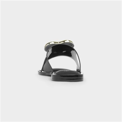 Bree Womens Black Heart Mule Sandal
