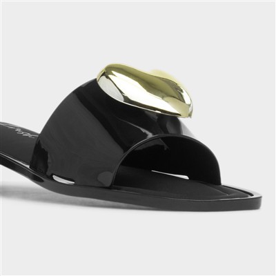 Bree Womens Black Heart Mule Sandal