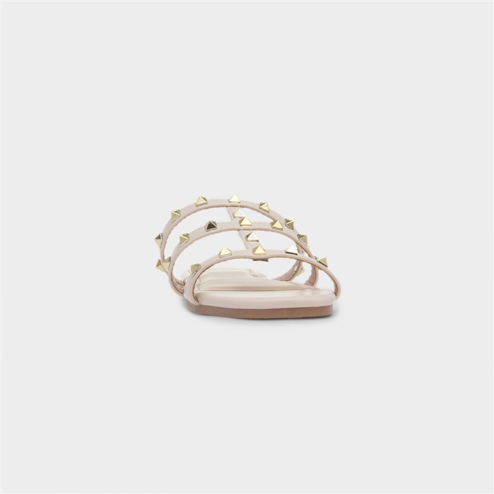 Keira Womens Nude Strappy Stud Mule Sandal