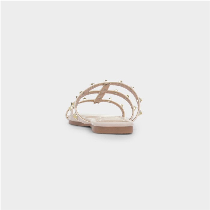Keira Womens Nude Strappy Stud Mule Sandal