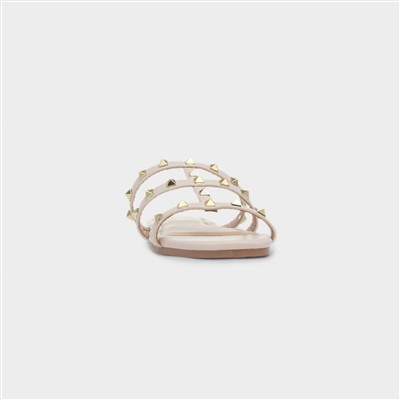 Keira Womens Nude Strappy Stud Mule Sandal