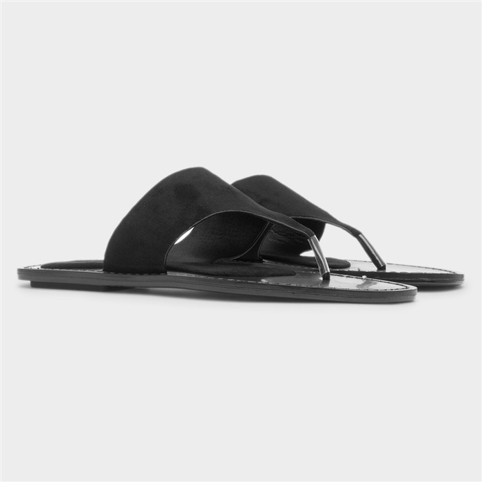 Oriana Womens Black Flat Sandal