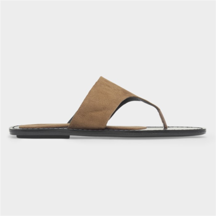 Oriana Womens Taupe Flat Sandal